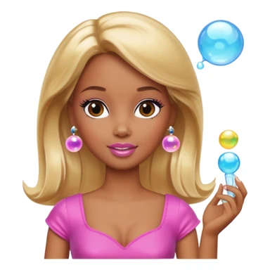 Brown skin blonde hair barbie with bubbles sticker