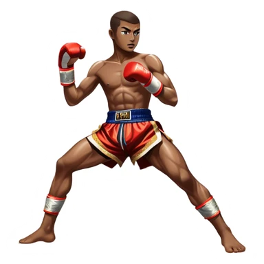 Muay Thai traditional – Cinematic Realistic Traditional Muay Thai Fighter, depicted in authentic Muay Thai attire with arm bands and shorts, poised in a dynamic fighting stance in a traditional Thai stadium, rendered with vivid textures and dramatic, high-contrast lighting that accentuates the art’s intensity. sticker