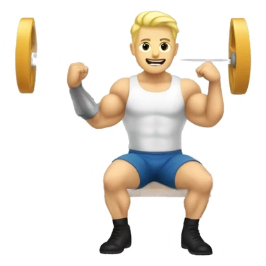 A blond muscle man benching a server sticker