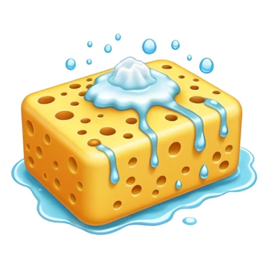 foam sponge object icon, soft sponge with soap foam, glossy wet look, 3D cartoon, mobile game icon style, centered, clean background, no text, no watermark

 sticker