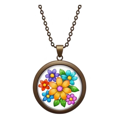 round pendant filled with resin and flower sticker