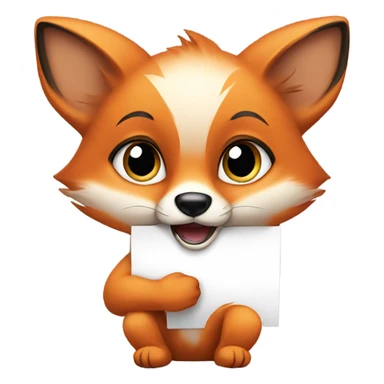 Baby fox with a blank sign sticker