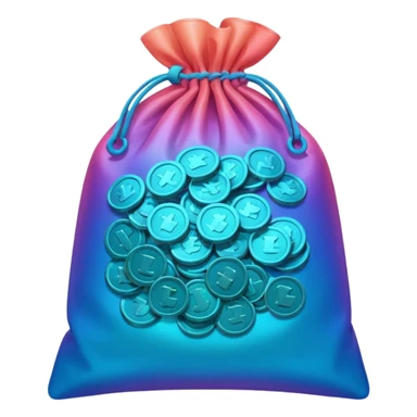 Many Coins pack in bag
in gradient of turquoise, blue, pink, purple, and coral
 sticker