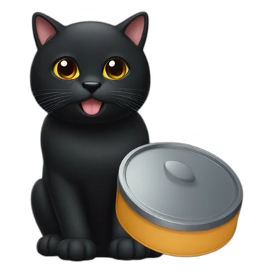 a big black cat with brown eyes holding a lid in his mouth sticker