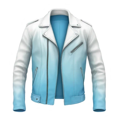Realistic side view of a light blue to white ombre leather jacket isolated.  sticker