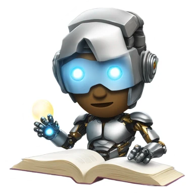 Cool cyborg reading book sticker