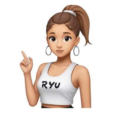 Ariana grande with "ryu" written on toptank sticker