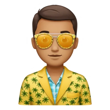 fotographer with yellow paterned summer clothes and sun glasses sticker