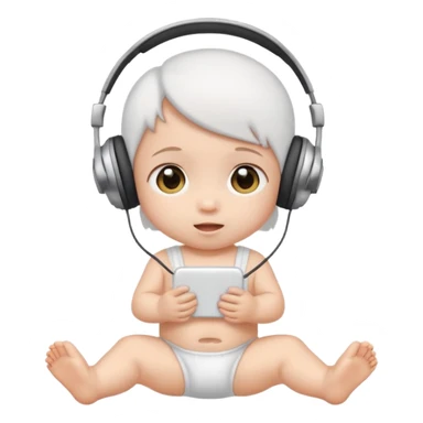 a cute baby in a white diaper and headphones sticker