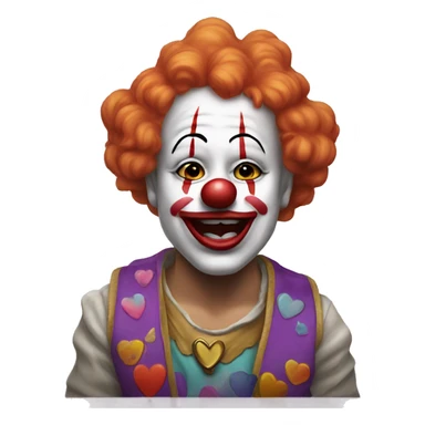 Crying clown showing peace sign and sending kiss sticker
