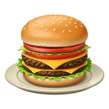 Draw a hamburger on a plate using a downward-facing camera, ensuring the object remains stationary without rotation or tilt. sticker