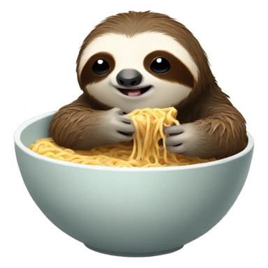 cute sloth eating ramen noodles from a bowl sticker