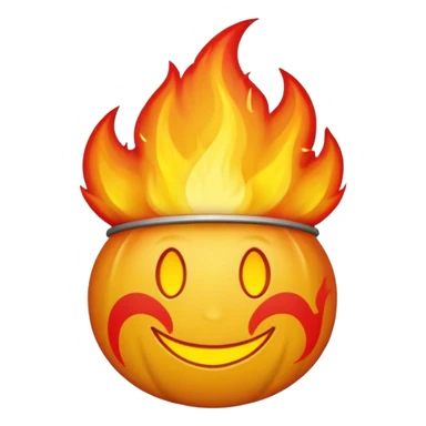 🙂🔥 cobine the two put the fire on topp of the head nothing more nothing less, stop with the ai don’t make it look like a person make it look like an yellow smiley face sticker