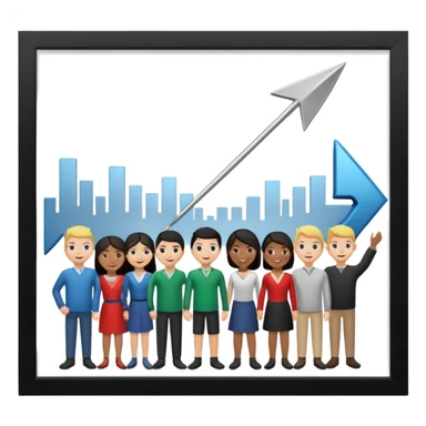 arrow going from one figure to a group of people sticker