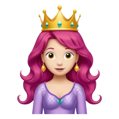 Bubbles the Mermaid from The Wiggles with light skin, long red hair, light lilac outfit, yellow crown sticker