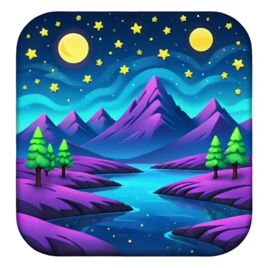 Starry night neon landscape  sticker