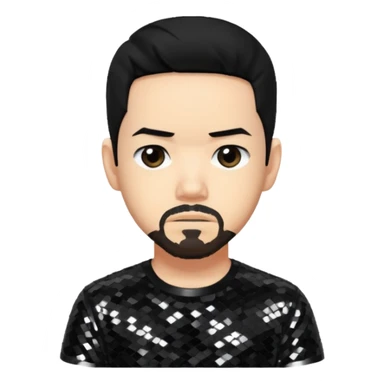 Mike Shinoda with black hair, black sequin shirt sticker