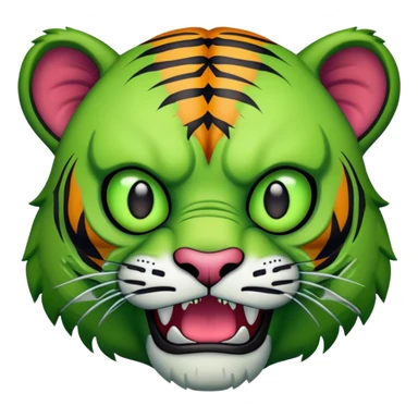zombie tiger face with green skin and stitches for Twitch emote sticker