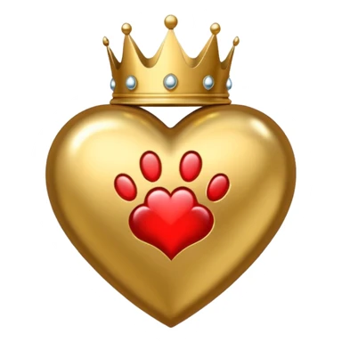 heart with a paw print and a crown sticker