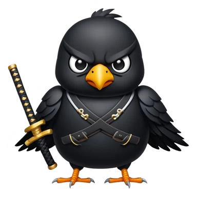 Black bird samurai angry with a beak sticker