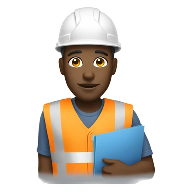 black man with a construction helmet and blueprint sticker