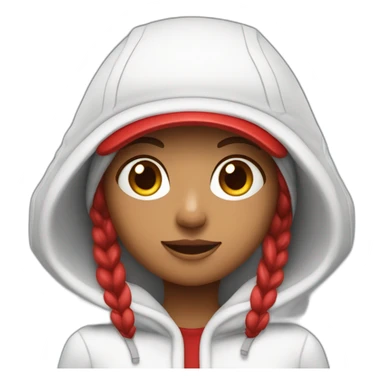 Fille avec capuche blanche et casquette rouge  sticker