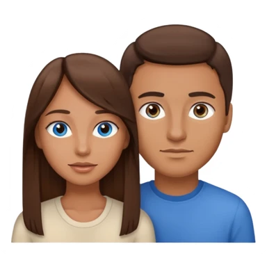 couple homme cheveux raide châtains, yeux bleu et femme cheveux raide chatains, yeux marron sticker