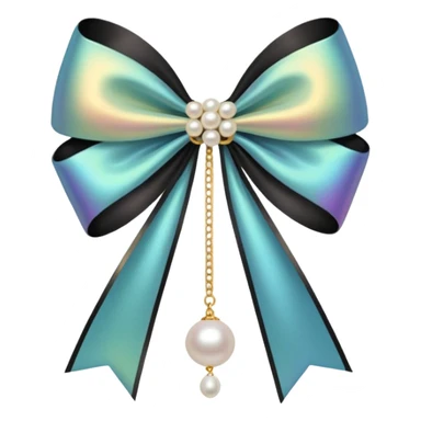 Black bow with golden outer line and hanging pearl  sticker