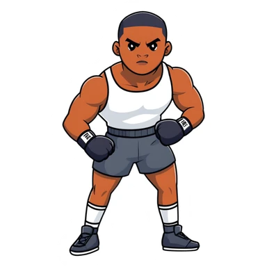 Passport photo portrait of a young 19-year-old Black male boxer, formal front-facing pose, neutral background, athletic build sticker