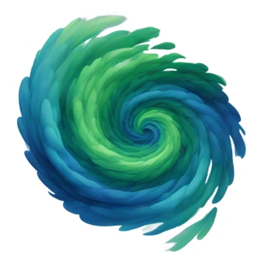 A green and blue painting with dark blue cloud clouds in motion  sticker