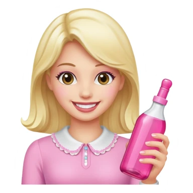 sissy with a pink bottle, smiling sticker