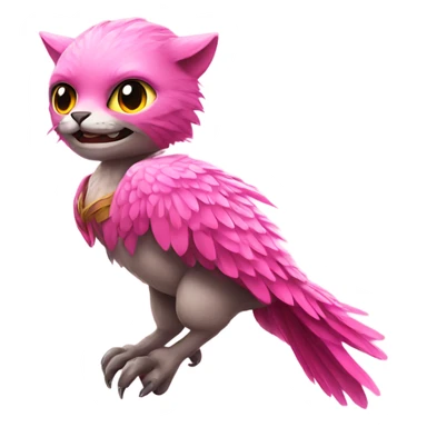 A cat riding a pink feathered raptor sticker
