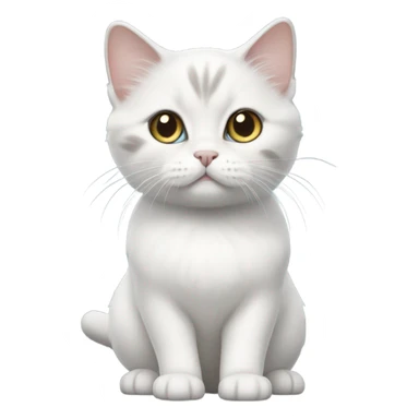 White munchkin cat standing with grey triangle of fur on head  sticker