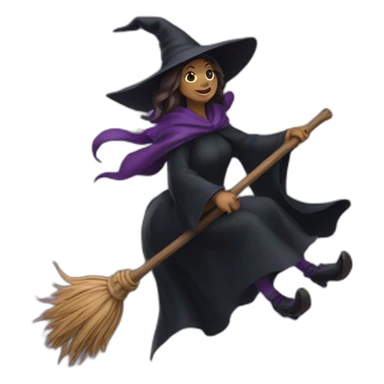 witch on a broom sticker