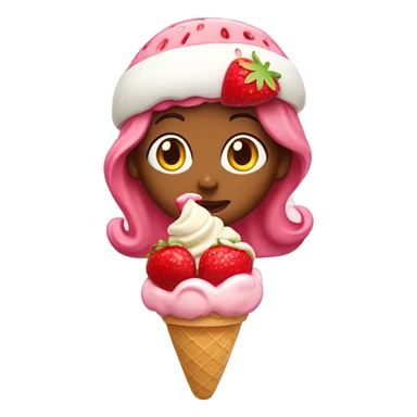 Strawberry shortcake eating ice cream sticker