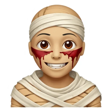 halloween mummy smiling without teeth and with blood stains sticker