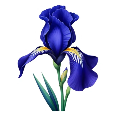 single Deep Blue Iris, straight stem sticker
