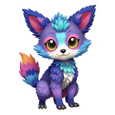  Colorful Kawaii Trico FurSona Fakemon Full Body sticker