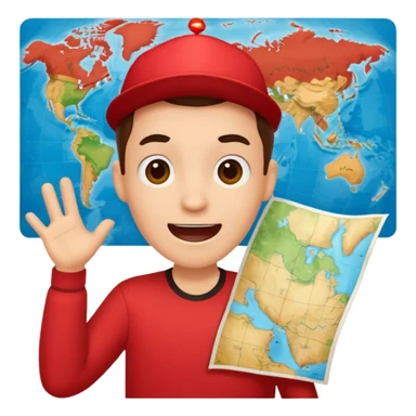 Tourist Character in Red Shirt with A slight expression of excitement and urgency sticker