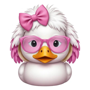 white duck with pink glasses and a pink bow sticker