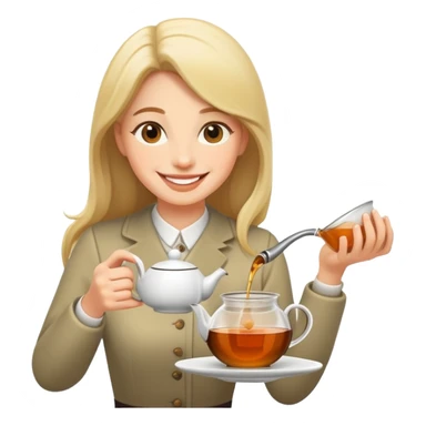smiling person pouring tea sticker