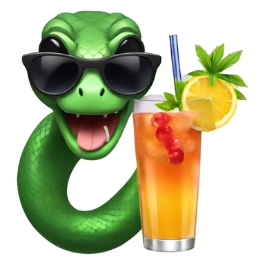 Snake in sun glasses drink cocktails  sticker