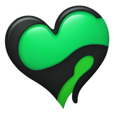 Half black and half Green broken swirl heart sticker
