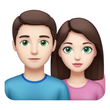 pink polaroid photo of a couple thats white with brunette hair blue and green eyes sticker