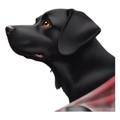 Un labrador noir qui vole dans le ciel avec une cape rouge sticker