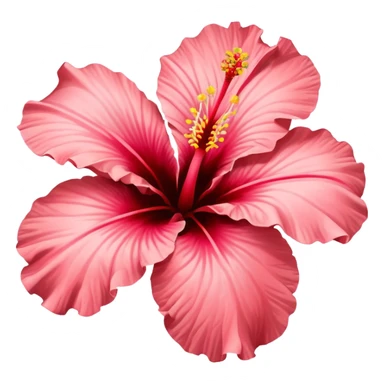 Realistic, detailed, 3D rending, Vibrant  Coral Pink Hibiscus HIbiscus rosa-sinensis sticker