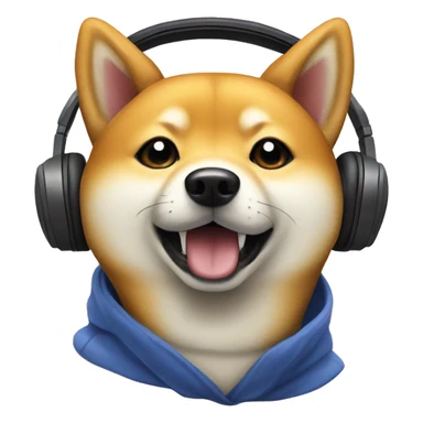 Shiba dog listening to music
 sticker