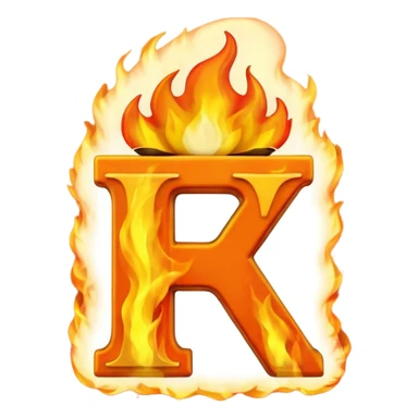 Make a 3d emoji of the word T with fire sticker