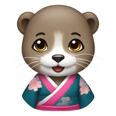 a otter face wearing traditional korean hanbok sticker