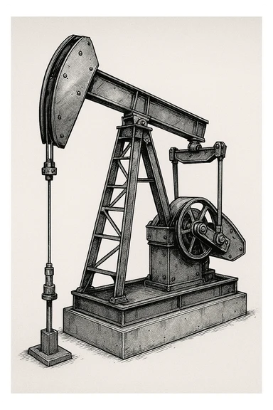 Сгенерируй мне нефтекачалку на однородном фоне, , в стиле японского комикса. Металическую красивую sticker